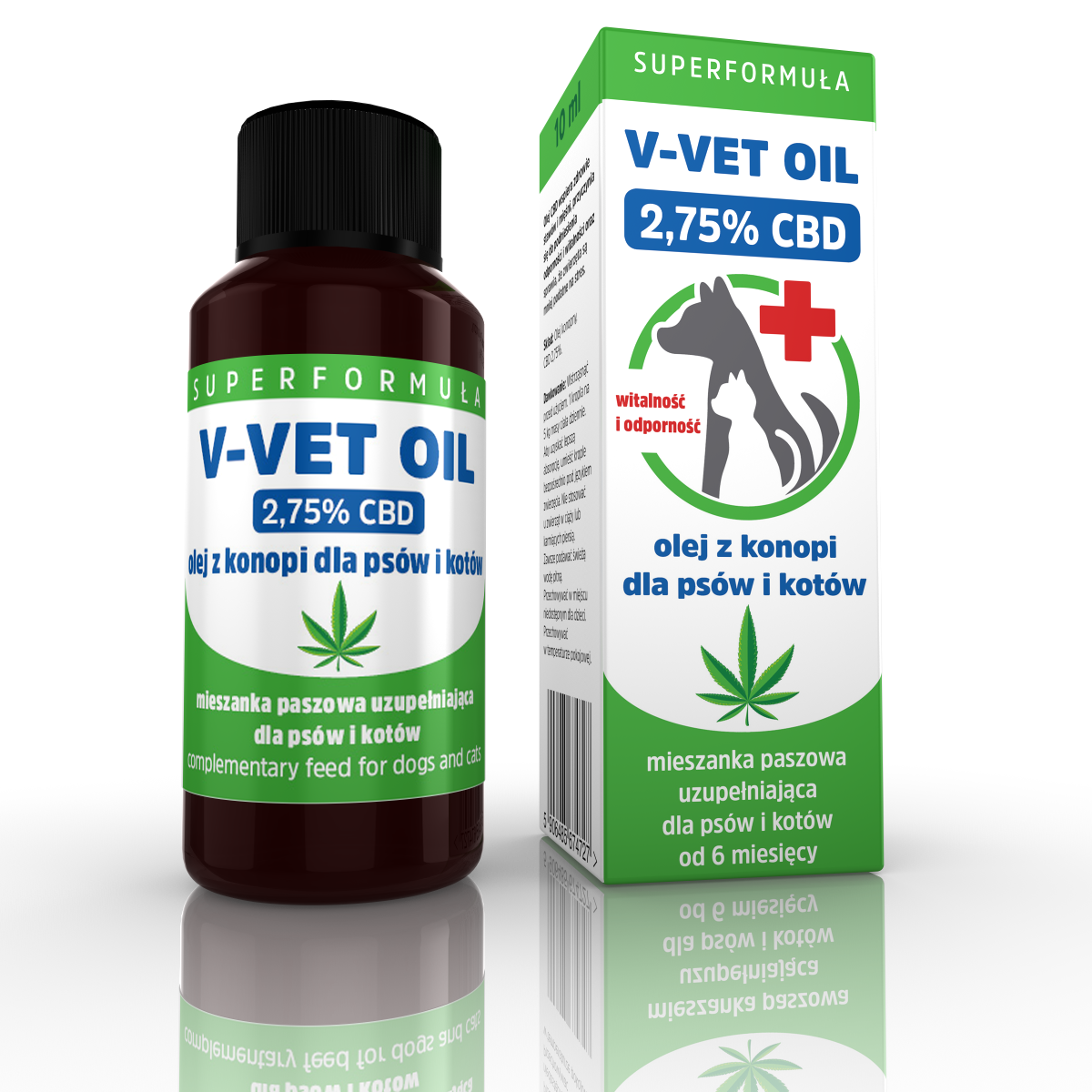 250 ml V-VET OIL 2.75% CBD Hemp oil for dogs and cats